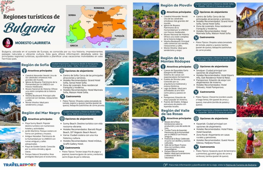 infografía de regiones turisticas de bulgaria