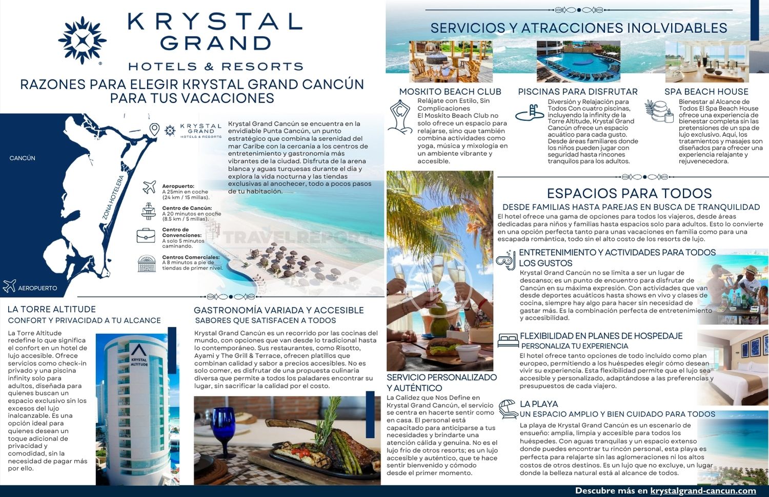 infografía del hotel krystal grand cancún para tus cacaciones