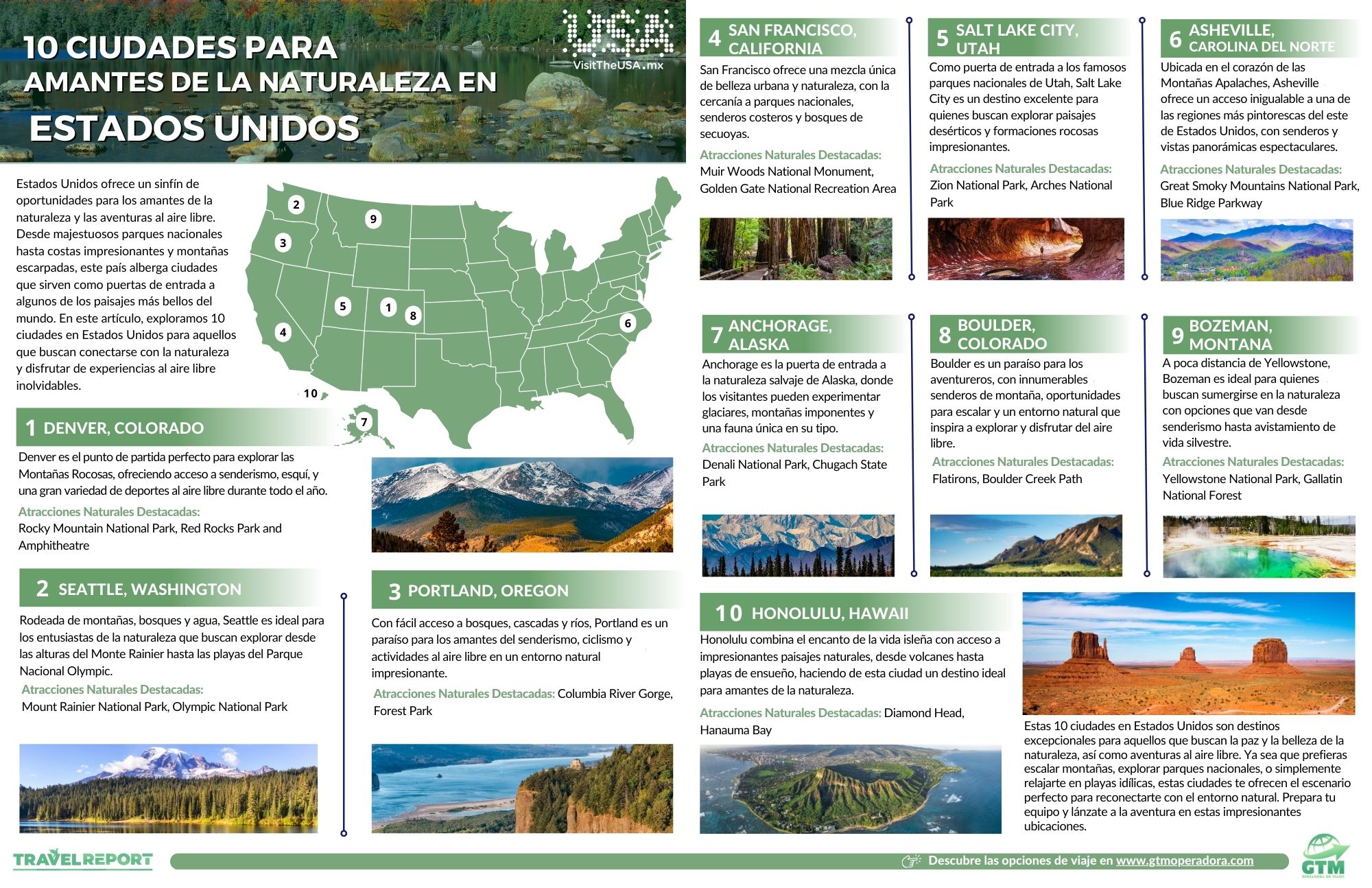 ciudades para amantes de la naturaleza en estados unidos