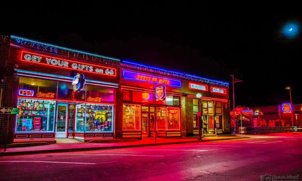 calle principal de williams luces de neon