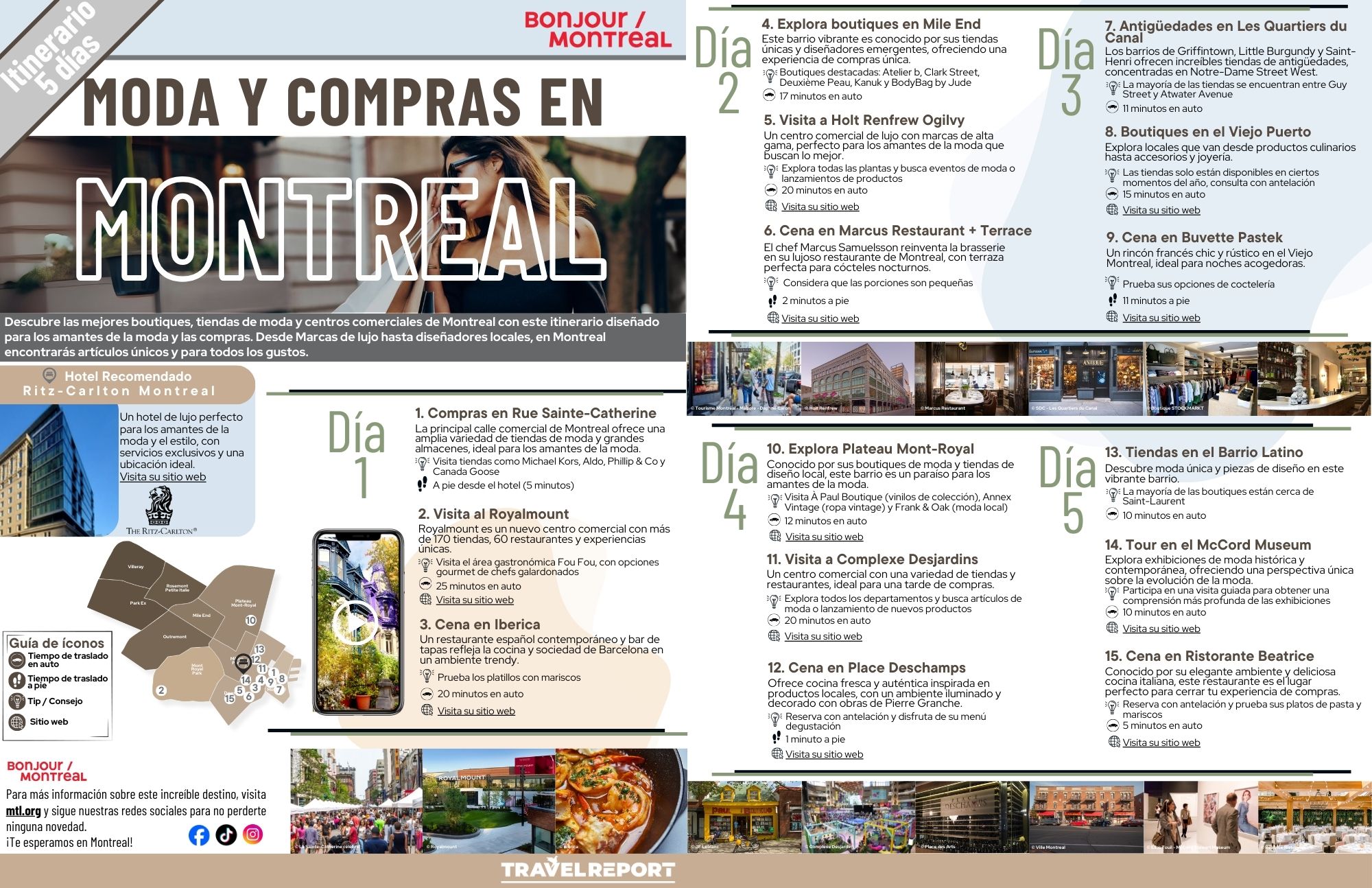 infografia de itinerario para compras y moda en montreal